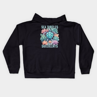 Sea Turtles and Succulents Kids Hoodie